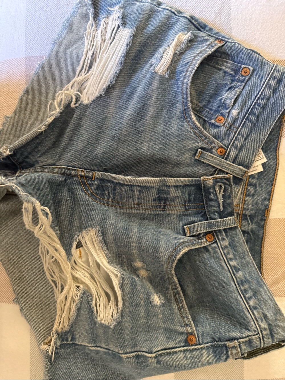 Levi's Light Blue Distressed Denim Shorts